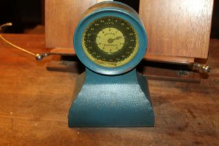 Antique Blue Tin Clock Mechanical Bank Banclock Kingsbury Cents Dollars