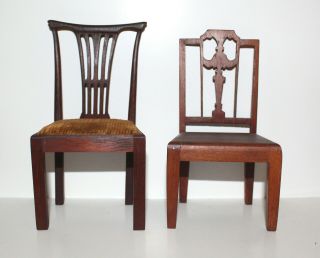 Two Vintage George Leclerc Hand - Carved 2 " Scale Chairs