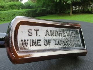 Rare,  St.  Andrews " Wine Of Life Root " Bottle,  Dark Amber,