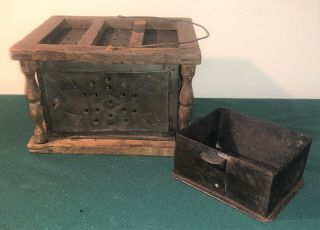 Foot Warmer Carriage Wagon Punched Tin Wood Coal Box 1800 