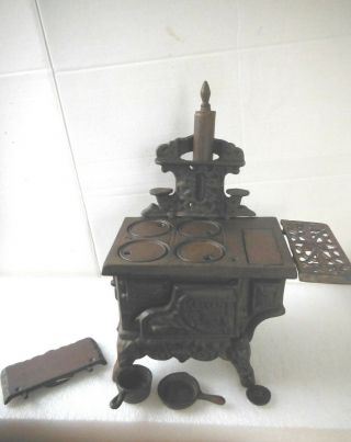 Antique Cast Iron Wood Toy Stove Sales - Man Sample Crescent,  Accessories