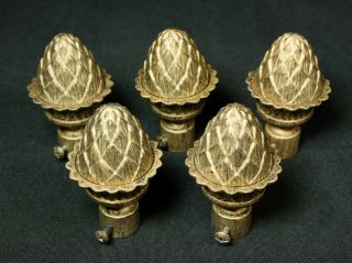 5 Antique Gold Acorn Or Pineapple Gold Curtain Rod Finials