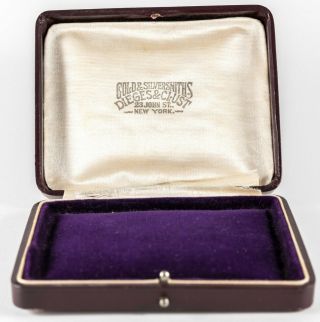 Antique Jewelry Box Push Button Hinged Silk Velvet Dieges & Clust