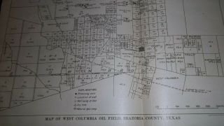 1923 Map Of Brazoria County Texas West Columbia Oil Field Oil & Gas Plat