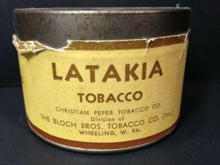 RARE Vintage CHRISTIAN PEPER,  BLOCH BROS - LATAKIA TOBACCO paper label Can STAMP 2