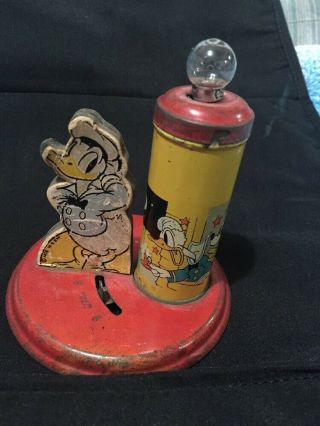 1930’s Vintage Donald Duck Walt Disney Enterprises Lamp Mini Tin Litho Rare