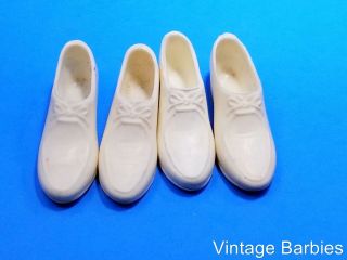 (2) Pair Ken Doll White Rubber Shoes Japan Near Vintage 1960 