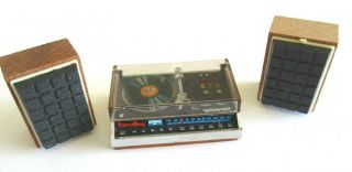 Vintage Lundby Sweden Miniature Dollhouse Stereo/record Player Set W/speakers