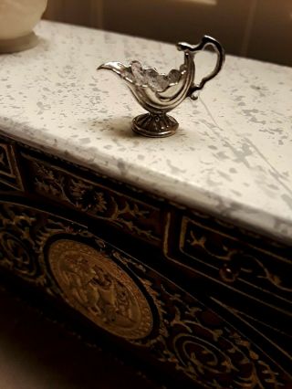 One Miniature Antique Silver Sauce Boat,  Very Elaborate Doll House 1:12 Scale