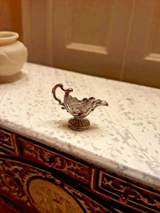 ONE MINIATURE ANTIQUE SILVER SAUCE BOAT,  VERY ELABORATE DOLL HOUSE 1:12 scale 3