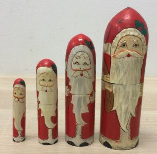 Set Of 4 Vintage Santa Clause Nesting Dills Unmarked Rare J17