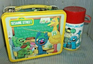 RARE 1979 Sesame Street Metal Lunch Box & Thermos TV Show Complete Set Big Bird 2