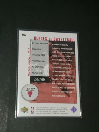 2002 - 03 UD Authentics Michael Jordan Heroes of Basketball MJ7 Bulls /198 Rare 2