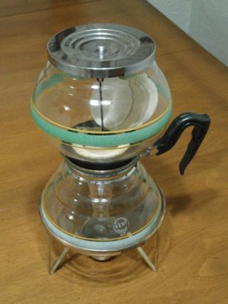 Vintage Kent Glass Vacuum Coffee Art Deco Percolator Rare Etched Glass & Stand