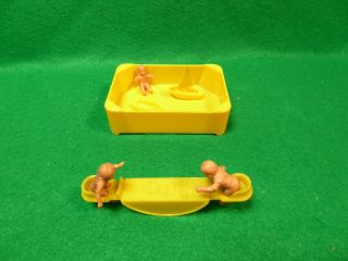 Vintage Marx Hard Plastic Doll House Baby Pool & Seesaw W/baby 