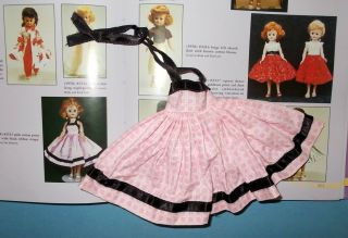 Vintage Vogue Jill Doll Pink Cotton Dress W/black Ribbon Straps 3313 1958