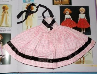 Vintage Vogue Jill Doll Pink Cotton Dress w/Black Ribbon Straps 3313 1958 2