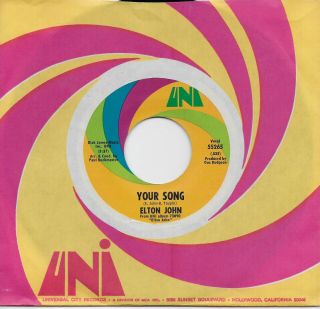 Elton John Your Song / Take Me To The Pilot Rare 45 From 1970