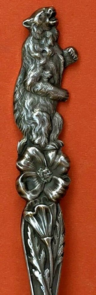 Stunning Figural Bear Teddy Bear Ukiah California Sterling Silver Souvenir Spoon
