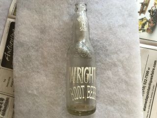 1961 Wright Root Beer 12 Oz.  Bottle Rare One Color Variation