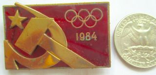 Old Olympic Participation Badge Ussr Noc Los Angeles Sarajevo 1984 Gorgeous Rare