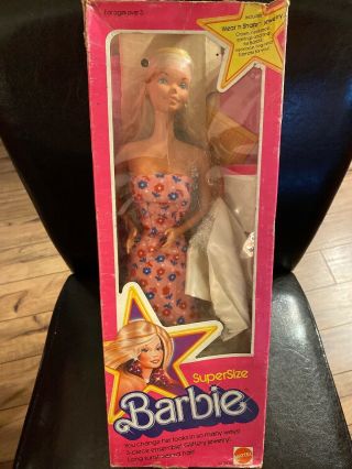 Vintage Mattel Supersize Barbie Doll With 3 Dresses 1976 No 9828