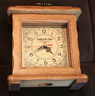 Rare Promo Jameson 1780 Solid Oak Clock 1980s Seagrams Liquor Rep Whiskey W/ Box