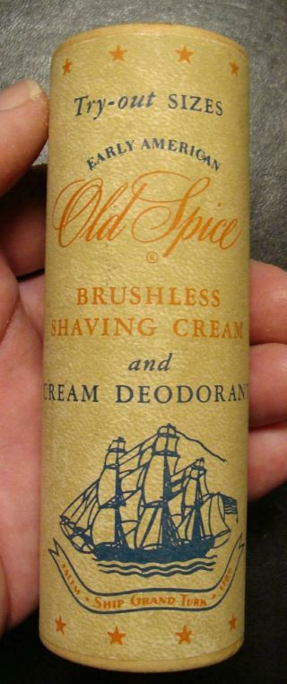 Rare Vintage Old Spice Shaving Cream And Cream Deodorant - Trial Size