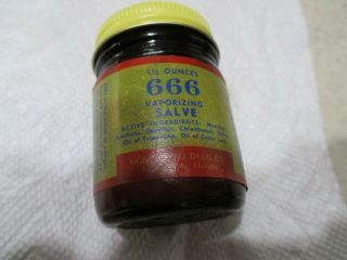 Antique Vintage 666 Vaporizing Salve Glass Jar W/ Box