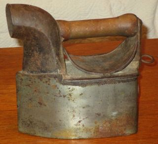 Antique Cast Iron And Steel Coal / Charcoal Steam Clothes Iron