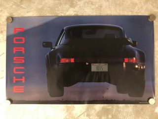 1989 Porsche 911 Turbo " Flying " From The Rear Poster Rare Awesome L@@k