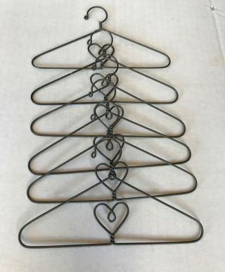 Vintage Metal Doll Hangers With Heart Detail,  Set Of 6 With Package