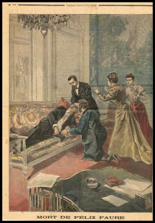 1899 Antique Print - Death Of Félix François Faure,  President Of France