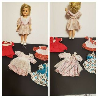 Vintage Ideal 14 " Toni Walker Doll P90 W With 5 Dresses