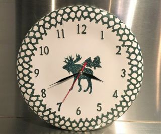 Rare Folk Craft Moose Country Tienshan Green Sponge Quartz Clock