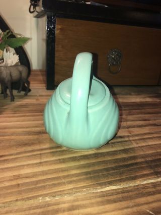 Vintage RARE Red Wing Turquoise Small Teapot Pitcher W Lid Turquoise 2