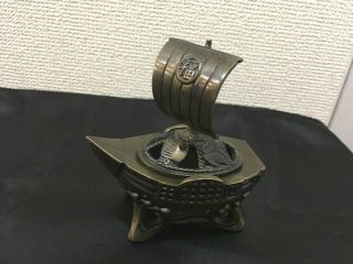 Antique Japanese Iron Brass Incense Burner Censer Sculpture Treasure Ship