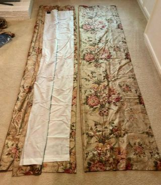 Rare Ralph Lauren Guinevere Medieval Curtain Pair With Tie Backs 41 " W 86 " L