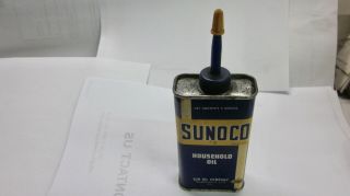 Antique Vintage Sunoco Household Sun Oil Co.  Can 1937 Philly,  Pa 4 Oz Full