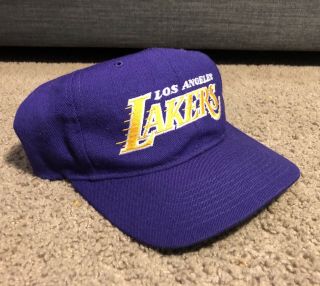 Rare Vintage 90s Los Angeles Lakers Starter Snapback Hat Purple