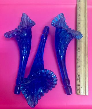 Fenton Ruffled Horn Epergne Vases - Set Of Three