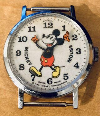 Vintage Bradley Mickey Mouse Watch Swiss 23 W.  D.  Productions - Rare Pose