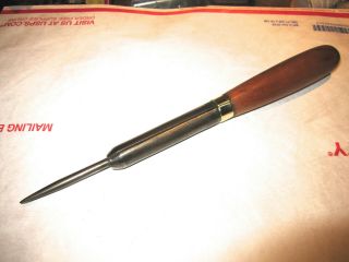 Antique Unusual Heavy Duty Leather Awl Tent Sailmakers Awl Good Cond.  9 1/2 "