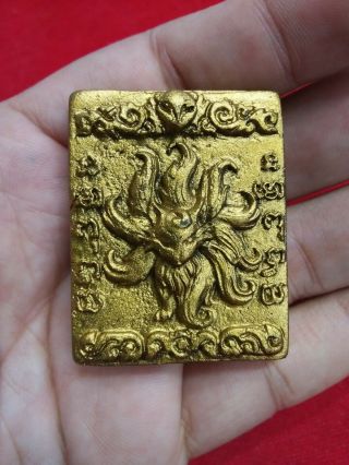 9 Nine Tails Lady Fox Gold Pendant Charming Kruba Kampeng Thai Amulet Charm Luck