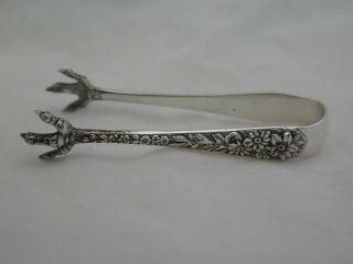 S.  Kirk & Son Co.  925/1000 Sterling Silver Repousse Small Sugar Tongs