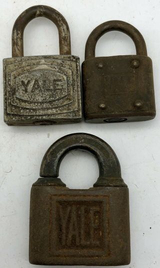 3 Antique Yale Lock Padlocks (no Keys) Vintage Towne
