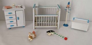 Vintage Dollhouse Miniature Baby Nursery Furniture & Accessories