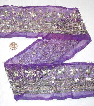 Vintage Antique Border Sari Trim Lace Rare Old 2 Ft M805 Sequins Abhr5