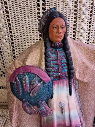 Vintage Native American Indian Chief Sitting Bull Statue Figurine Sculpture Art