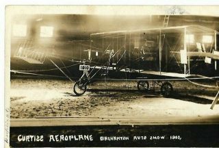 Antique Real Photo Postcard Curtiss Aeroplane Airplane 1910